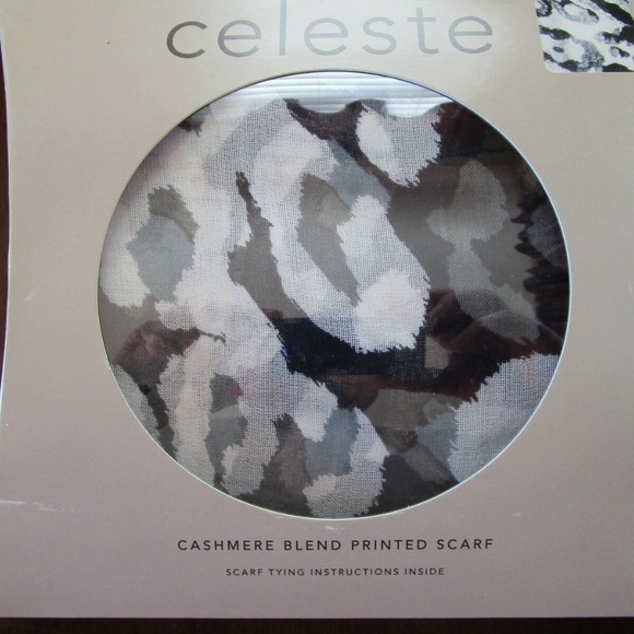 Celeste Cashmere Blend Printed Scarf 32'' x 80" - Picture 2 of 4